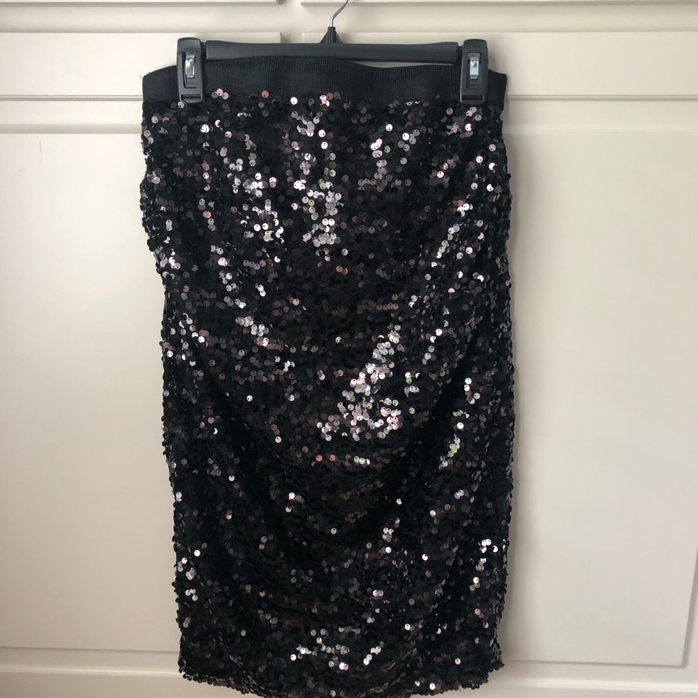 Black sequin maternity skirt
